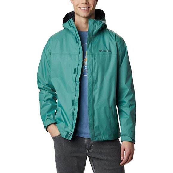 Columbia Men's Green Watertight Li Hooded Outdoor Rain Windbreaker Jacket Sz L - Picture 1 of 15